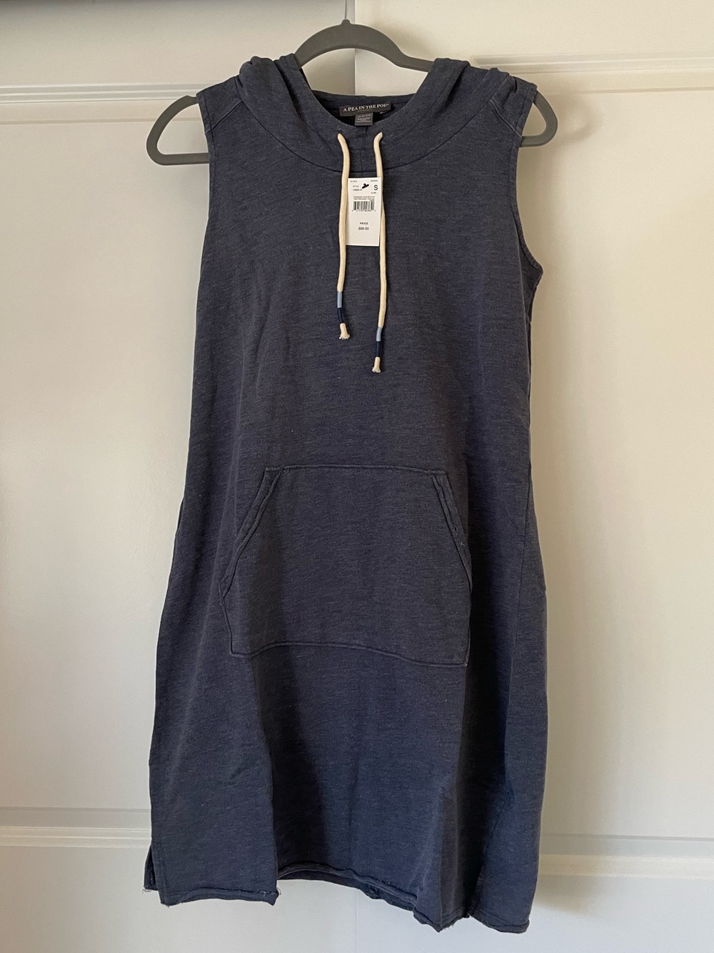 A Pea in the Pod Navy Sleeveless Hoodie Dress with Kangaroo Pocket MATERNITY